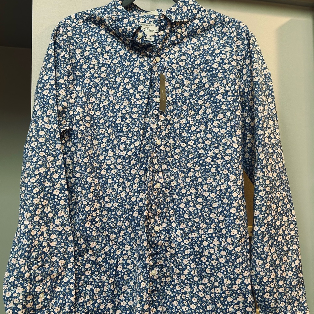 J. Crew Navy and Pink Floral Shirt